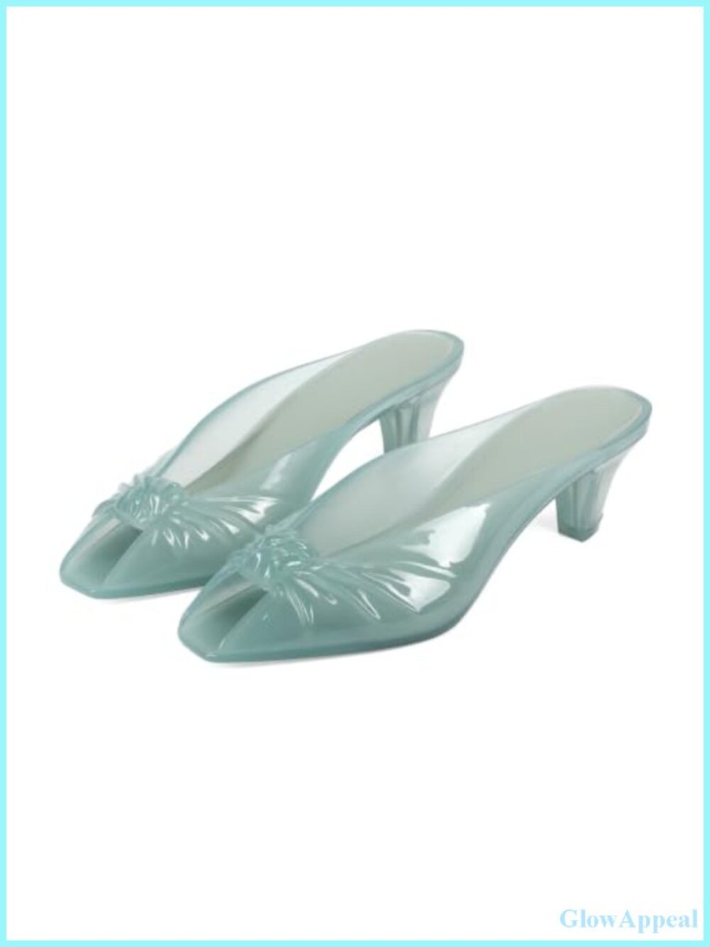 Jelly Mules Kitten Heel Sandals Women Transparent TPU Peep Toe Bow Slip On